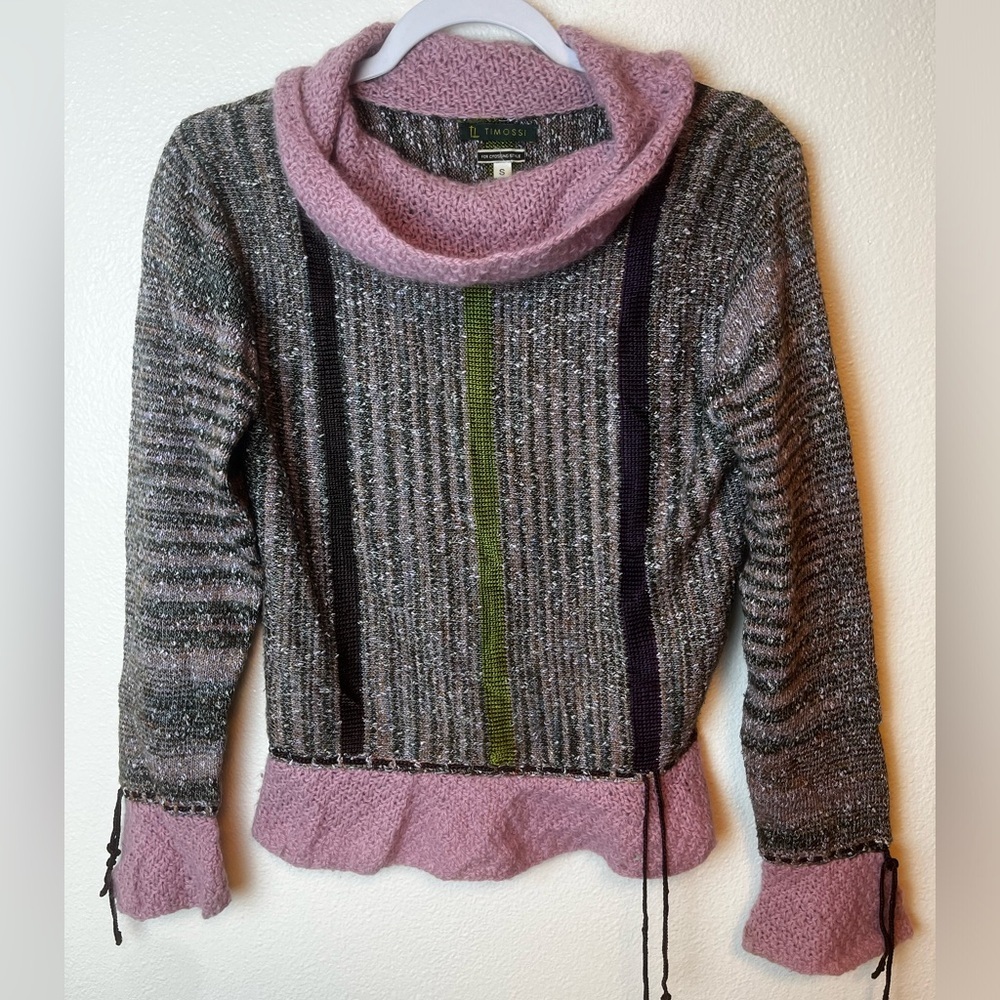 Timossi Argentina Handmade Rayon/Angora/Wool Crochet Sweater Size S
